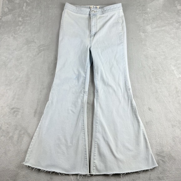 We The Free Denim - We The Free Jeans Womens 28x26 Blue Denim Super Flare Raw Fray Retro Bell Bottom